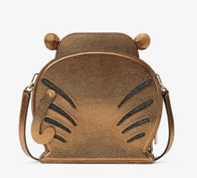 Load image into Gallery viewer, New /unused fashionable New York fashion brand accessory, Animalier style Jungle Animal Tiger shaped stylish bag, 3D Leather Crossbody, Crafted with a metallic finish and intricate details, this bag is as unique as it is beautiful. The cross-body strap offers hands-free style on the go, making this the ultimate statement piece. Designed in celebration of the year of the tiger, Chinese lunar year.