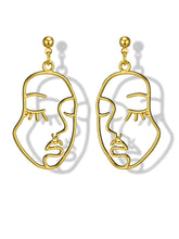 Load image into Gallery viewer, '1 pair of Hollow Face Design Drop Earrings' Highly on trend, this couple of earrings, with a modern graphic figure/face design, are on high demand! Beautiful fashion accessories, it is a perfect gift for earrings lovers or collectors.