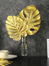 Load image into Gallery viewer, '6pcs of artificial golden leaves' Items in gold colour to be used in several gorgeous ways (in a vase, on a tablecloth, in a cup) to decorate your house or your work-desk, giving to the environment an elegant and ecological style!'      Colour: Gold     Type: Artificial Foliage     Material: Soft Plastic     Size: Height (39cm/15.4inch) (Width 20cm/7.9inch)