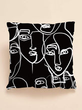 Load image into Gallery viewer, '1 pc / Fashionable abstract figure graphic cushion cover' serves to keep the upper body comfortable. Featuring a modern design, widely appreciated by design experts, it can be used as a trendy decorative item!Place it on your favourite desk chair or  free time armchair!'      Material: Polyester     Composition: 100% Polyester     Colour: Black & White     Pattern Type: Figure     Type: Pillowcase     Size: Length (45cm/17.7inch) Width (45cm/17.7inch)     No filler     Gift bag included