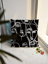 Load image into Gallery viewer, '1 pc / Fashionable abstract figure graphic cushion cover' serves to keep the upper body comfortable. Featuring a modern design, widely appreciated by design experts, it can be used as a trendy decorative item!Place it on your favourite desk chair or  free time armchair!'      Material: Polyester     Composition: 100% Polyester     Colour: Black & White     Pattern Type: Figure     Type: Pillowcase     Size: Length (45cm/17.7inch) Width (45cm/17.7inch)     No filler     Gift bag included