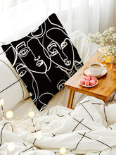 Load image into Gallery viewer, '1 pc / Fashionable abstract figure graphic cushion cover' serves to keep the upper body comfortable. Featuring a modern design, widely appreciated by design experts, it can be used as a trendy decorative item!Place it on your favourite desk chair or  free time armchair!'      Material: Polyester     Composition: 100% Polyester     Colour: Black & White     Pattern Type: Figure     Type: Pillowcase     Size: Length (45cm/17.7inch) Width (45cm/17.7inch)     No filler     Gift bag included