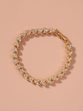 Load image into Gallery viewer, 'Rhinestone Heart Charm Bracelet' A high-polish bracelet composed of interlinked rhinestone heart charms and a lobster-clasp closure. Add a touch of elegance to your outfit with this glam fashion accessory! Metal Color: Gold Material: Alloy Color: Gold, shiny and cute Type: Link Details: Heart, Rhinestone Style: Casual Length: 17.5 cm