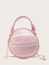 Load image into Gallery viewer, 'Letter Graphic Satchel Bag' So stylish this cute and adorable girls accessories. Lovely circle bag, basketball design, pink colour, handy and fashionable! Item loved by the cheerleaders. Perfect present for bag collectors and pink colour lovers!