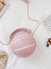 Load image into Gallery viewer, 'Letter Graphic Satchel Bag' So stylish this cute and adorable girls accessories. Lovely circle bag, basketball design, pink colour, handy and fashionable! Item loved by the cheerleaders. Perfect present for bag collectors and pink colour lovers!