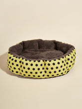 Load image into Gallery viewer, 'Polka Dot Plush Octagon Pet Bed' Make your friend pet feel comfortable on this cute and soft pet bed! Colour: Yellow  Collections: Luxury Pattern Type: Polka Dot Composition: 50% Cotton, 50% Polyester Material: Cotton Applicable Pet: Cat/Dog