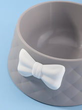 Load image into Gallery viewer, 'Bow Pattern Pet Bowl' very elegant inlaid bowl for pets with incorporated bow. A luxurious and stylish pet accessory! Colour: Grey Pattern Type: Plain Material: Plastic Collection: Luxury-pet Applicable Pet: Cat/Dog