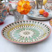 Load image into Gallery viewer, '2 pieces' The perfect present for a foodie friend, this Oviedo and Cordoba breakfast plate set:  - Plate 1: made from cream stoneware and simply decorated with hand-painted geometric flowers, makes a pleasingly pretty addition to any morning table. Both dishwasher and microwave safe  Material: Stoneware