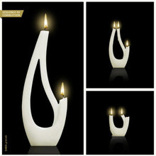Load image into Gallery viewer, Oriental Arabic style Alusi Multi-flame posh and stylish white candle. Luxury home decor item and elegant gift idea. Dimensions: Big / grande - H 25 cm. It lasts 13 hours. Lead & zinc free wicks. 100% biodegradable food grade wax. Unscented. Multi-incandescent beauty magic Arabian nights vibes. Spiritual, zen, relaxation.