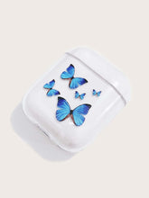 Load image into Gallery viewer, '1 Butterfly Pattern Clear Air Pods Case - Keep safe from damage and risk losing your portable headphones by putting them in this adorable butterfly design clear container. Do not give up on fashion tech accessories!'      Case Type: Hard Case     Colour: Clear and Blue     Brand: iPhone     Size: (Air Pods 1/2)  Length (5.5cm/2.2 inch) Width (4.5cm/1.8 inch) Height (2.4cm/0.9 inch)