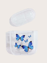 Load image into Gallery viewer, '1 Butterfly Pattern Clear Air Pods Case - Keep safe from damage and risk losing your portable headphones by putting them in this adorable butterfly design clear container. Do not give up on fashion tech accessories!'      Case Type: Hard Case     Colour: Clear and Blue     Brand: iPhone     Size: (Air Pods 1/2)  Length (5.5cm/2.2 inch) Width (4.5cm/1.8 inch) Height (2.4cm/0.9 inch)