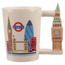 Load image into Gallery viewer, Big Ben London Icons Ceramic Shaped Handle Funny Mug - British style London England Souvenir      Material: Ceramic     Food Safe: Yes     Microwave Safe: No     Dishwasher Safe: No     Decorative Use Only: Yes     Dimensions: Height 11.5cm Width 13cm Depth 8cm Weight 0.284 Kg     Gift box included