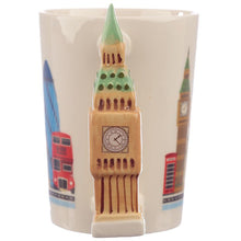 Load image into Gallery viewer, Big Ben London Icons Ceramic Shaped Handle Funny Mug - British style London England Souvenir      Material: Ceramic     Food Safe: Yes     Microwave Safe: No     Dishwasher Safe: No     Decorative Use Only: Yes     Dimensions: Height 11.5cm Width 13cm Depth 8cm Weight 0.284 Kg     Gift box included