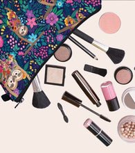 Load image into Gallery viewer, Comfy handy portable bag colored with a sweet sloth, flowers and night spring joyful patterns. Useful for accessories, jewellery, make-up and miscellaneous items. Don't give up this adorable item for home, school, travel and more! Gift idea Sloth Pattern Makeup Bag Color: Multicolour Power Supply: No Material: Polyester Composition: 100% Polyester Size Length 22 cm X Width 13.5 cm X Height 5 cm