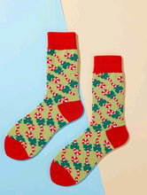Load image into Gallery viewer,  One-size boys and girls Xmas socks - Lovely comfy gift idea - wear this cute pair of socks (with candy sweets design) during the holiday season, your family and friends will love it. Unisex accessory shipped in a gift bag. Color: Multicolour Pattern Type: Christmas
