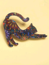 Load image into Gallery viewer, Colored brooch cat. Suitable for any type of dress, fashionable and highly requested by cat lovers. Match it with your clothes, it cannot be missing in the collection of your accessories. Adorable gift idea. Color: Multicolor Style: Glam & Casual Type: Brooches Material: Acrylic Size: Height 5.1 cm/2 inch X Width 6.6 cm/2.6 inch Gift bag included