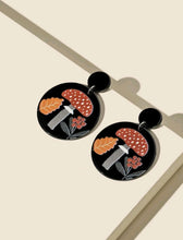 Load image into Gallery viewer, '1 pair / Leaf Pattern Drop Earrings' how cute are these mushroom earrings! Add a bit of autumnal vibes and warm colours into your bijoux-jewellery set. Lovely gift idea, it comes in a gift bag :) Details: Round Metal Colour: Silver Material: Acrylic Colour: Multicolour Type: Dangle Style: Glam, Bohoo Size: Eardrop Height 4.8 cm X Eardrop Width 3.4 cm OR Eardrop Height 1.9 inch X Eardrop Width 1.3 inch
