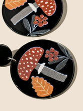 Load image into Gallery viewer, '1 pair / Leaf Pattern Drop Earrings' how cute are these mushroom earrings! Add a bit of autumnal vibes and warm colours into your bijoux-jewellery set. Lovely gift idea, it comes in a gift bag :) Details: Round Metal Colour: Silver Material: Acrylic Colour: Multicolour Type: Dangle Style: Glam, Bohoo Size: Eardrop Height 4.8 cm X Eardrop Width 3.4 cm OR Eardrop Height 1.9 inch X Eardrop Width 1.3 inch