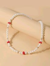 Load image into Gallery viewer, Cartoon Mushroom Decor Beaded Necklace: an adorable autumnal accessory - add some fun to your everyday outfit! Cute gift idea. The item comes in a gift bag :) Hand made necklace Charms: mushroom (red or green) and colourful beads  Details: Beaded, Pearls Material: Fac-Simile Pearls Color: Multicolor Style: Glamorous Metal Color: Gold Size: Length 50-57cm / 19.7-22.4 inch