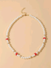 Load image into Gallery viewer, Cartoon Mushroom Decor Beaded Necklace: an adorable autumnal accessory - add some fun to your everyday outfit! Cute gift idea. The item comes in a gift bag :) Hand made necklace Charms: mushroom (red or green) and colourful beads  Details: Beaded, Pearls Material: Fac-Simile Pearls Color: Multicolor Style: Glamorous Metal Color: Gold Size: Length 50-57cm / 19.7-22.4 inch