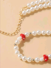 Load image into Gallery viewer, Cartoon Mushroom Decor Beaded Necklace: an adorable autumnal accessory - add some fun to your everyday outfit! Cute gift idea. The item comes in a gift bag :) Hand made necklace Charms: mushroom (red or green) and colourful beads  Details: Beaded, Pearls Material: Fac-Simile Pearls Color: Multicolor Style: Glamorous Metal Color: Gold Size: Length 50-57cm / 19.7-22.4 inch