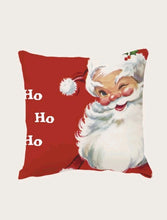 Load image into Gallery viewer, Father Christmas Santa Claus Print Cushion Cover. Immerse your guests in a comfy cosy festive Christmas atmosphere with this cute pillow cover with Santa Claus drawn in colour. Home decor item and fanny gift idea :)