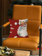 Load image into Gallery viewer, Father Christmas Santa Claus Print Cushion Cover. Immerse your guests in a comfy cosy festive Christmas atmosphere with this cute pillow cover with Santa Claus drawn in colour. Home decor item and fanny gift idea :)