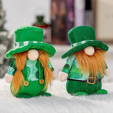 Load image into Gallery viewer, 'Called St. Patrick's Day Gnomes or Doll Gonks, Dwarfs or Elfs'- These adorable Irish gnomes are a funny St. Patrick's day decoration. Great for home and office decor. Practical and delicate. Make your house full of novelty and lively festive atmosphere with this lovely couple! Perfect size to add fun vivid colour to any indoors environment. Lucky soft toy with a shamrock on it! It is also special gift for green and Ireland lovers. Desired ornament by gnomes  collectors!'