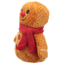 Load image into Gallery viewer, Christmas Plush Gingerbread Man Door Stop with red scarf. Funny gift idea for home decor lovers. Cosy decoration for festive time.   Material: Outer 100% Polyester, Inner 50/50 Sand and Polyester Wadding Product Information: For indoor decorative use only. This is not a toy, keep out of reach of children. Dimensions: Height 24cm Width 18cm Depth 12cm Weight 1.407 Kg