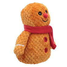 Load image into Gallery viewer, Christmas Plush Gingerbread Man Door Stop with red scarf. Funny gift idea for home decor lovers. Cosy decoration for festive time.   Material: Outer 100% Polyester, Inner 50/50 Sand and Polyester Wadding Product Information: For indoor decorative use only. This is not a toy, keep out of reach of children. Dimensions: Height 24cm Width 18cm Depth 12cm Weight 1.407 Kg