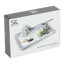 Load image into Gallery viewer, Perfect for helping to achieve a sense of zen both at home and in the office, this Zen Garden includes gravel, pebbles, a mini rake, ornaments and a candle holder. You can arrange the set as you like and will achieve a sense of calm once complete. Home decor item and gift idea. Chinese art Purpose: Relax, meditation, Spa, prayer Size: Height 14 cm Width 19 cm Diameter 4.5 cm Weight: 499g