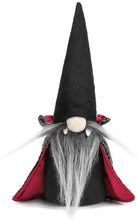 Load image into Gallery viewer, '2 Halloween Handmade Gnomes Gonks' Vampire Design Ornaments with Witch Cloak and Hat. Perfect as a Holiday present. Unique gift for Vampires lovers and Gnomes collectors. Funny spooky home decor items collection. Bring and increase Halloween atmosphere with these Dracula Gnomes at home! Material: Non-woven Size: approx. 20 cm X 6 cm approx. Gift box included