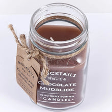 Load image into Gallery viewer, 'This set of 2 chocolate mudslide scented candles arrive in lovely glass jars with screw-top metal lids, with brown parcel gift tags and string. They have a smooth, sweet scent that will remind you of the real chocolate (the product is not edible). When the candle burned , enjoy the items as a glass! If you like, this set of 2 means you can give one as a gift and treat yourself to one too!'