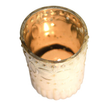 Load image into Gallery viewer, 'Set of 2 Iridescent Tea Lights Holders' Perfect for creating atmosphere at dinnertime - this antique-style iridescent tealight holder is an ideal table decoration. Christmas table setting decor and gift idea.      For tealights only (tealights scented included)
