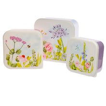 Load image into Gallery viewer, 'Set of 3 Floral Lunch Boxes' - These decorated boxes, printed with a Botanical Gardens design, are portable and easy to wash, useful for a meal time outside home'.