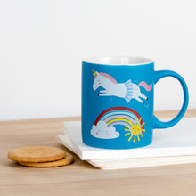 Load image into Gallery viewer, 'Ali Magical Unicorn Mini Mug - This cheerful kid's mug is a bright addition to your kitchen cupboard! With a soft matte finish, this ceramic mug comes in a presentation box. Well made for children, light, colourful and easy to carry.  Widely used at breakfast for hot or cold drinks. Adorable as a gift for unicorns and rainbows' lovers'.      Dishwasher safe     Approx. 350ml volume