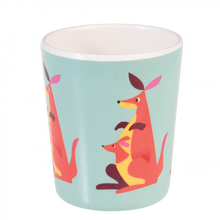 Load image into Gallery viewer, 'Larry the Kangaroo Melamine Beaker - This lovely Kangaroo plastic beaker is part of the Colourful Creatures melamine set. Give it as a gift to your kid, useful item at meal times both at home or at school. Match it with a plate, cutlery and water bottle of the animals lunch set!'      Dishwasher safe     Not for microwave     Volume: 150ml