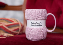 Load image into Gallery viewer,  A funny knitting themed mug, great for a knitting fanatic. Unwind with a cup of tea with this hilarious ceramic knitting mug, complete with a decorative gift box. Shaped like a pink ball of wool with the text "Knitting keeps me from unravelling", this mug is a knitting lovers dream come true. A perfect gift for that knit lover on the birthday, at Christmas or an all year round gift.      Colour: Pink     Material: Ceramic     Dimensions Depth : 9.70 cm X Height : 12.50 cm X Width : 8.20 cm