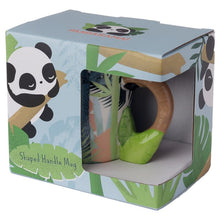 Load image into Gallery viewer, 'Adorable Pandarama Mug with a sleepy Panda on the handle. Use it for breakfast, drink your favourite drinks, insert your pens and pencils in it or use it as an ornamental item. This cute cup of colours that recall also the forests in China, where  sweet pandas play, is a lovely gift for your best friend too!'      Material: Ceramic     Dimensions: Height 11cm Width 12.5cm Depth 8.5cm     Food Safe: Yes     Microwave Safe: No     Dishwasher Safe: No     Volume: 400ml     Washing by hand
