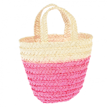 Load image into Gallery viewer, Lovely Mini Woven Flower Basket - This Easter, send the little ones off on their Easter egg hunt with a sweet woven straw basket! Available in two tones (yellow and pink), the bags are stuffed with hay-paper and colourful Easter eggs! Used as a Decorative item too.  Let's the Easter Egg Hunt begin :)      Material:  Felt, Straw     Dimensions: Length 20 cm Width 16 cm