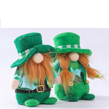 Load image into Gallery viewer, 'Called St. Patrick's Day Gnomes or Doll Gonks, Dwarfs or Elfs'- These adorable Irish gnomes are a funny St. Patrick's day decoration. Great for home and office decor. Practical and delicate. Make your house full of novelty and lively festive atmosphere with this lovely couple! Perfect size to add fun vivid colour to any indoors environment. Lucky soft toy with a shamrock on it! It is also special gift for green and Ireland lovers. Desired ornament by gnomes collectors!'