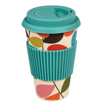 Load image into Gallery viewer, Vintage Style, Autumn leaves/Ivy Travel Mug is made by bamboo, good quality material. A trendy well printed travel mug in a presentation box. This mug comes with a silicone lid and sleeve to keep hot drinks safe on the go! Lovely home decor item and gift idea.  Dishwasher safe (excluding silicone lid and sleeve) Do not put in the microwave Travel, Breakfast, Drinks and Tea time accessory Material: Bamboo fibers, Cardboard, Melamine, Silicone Warm pastel colors: green, pink, light blue, orange