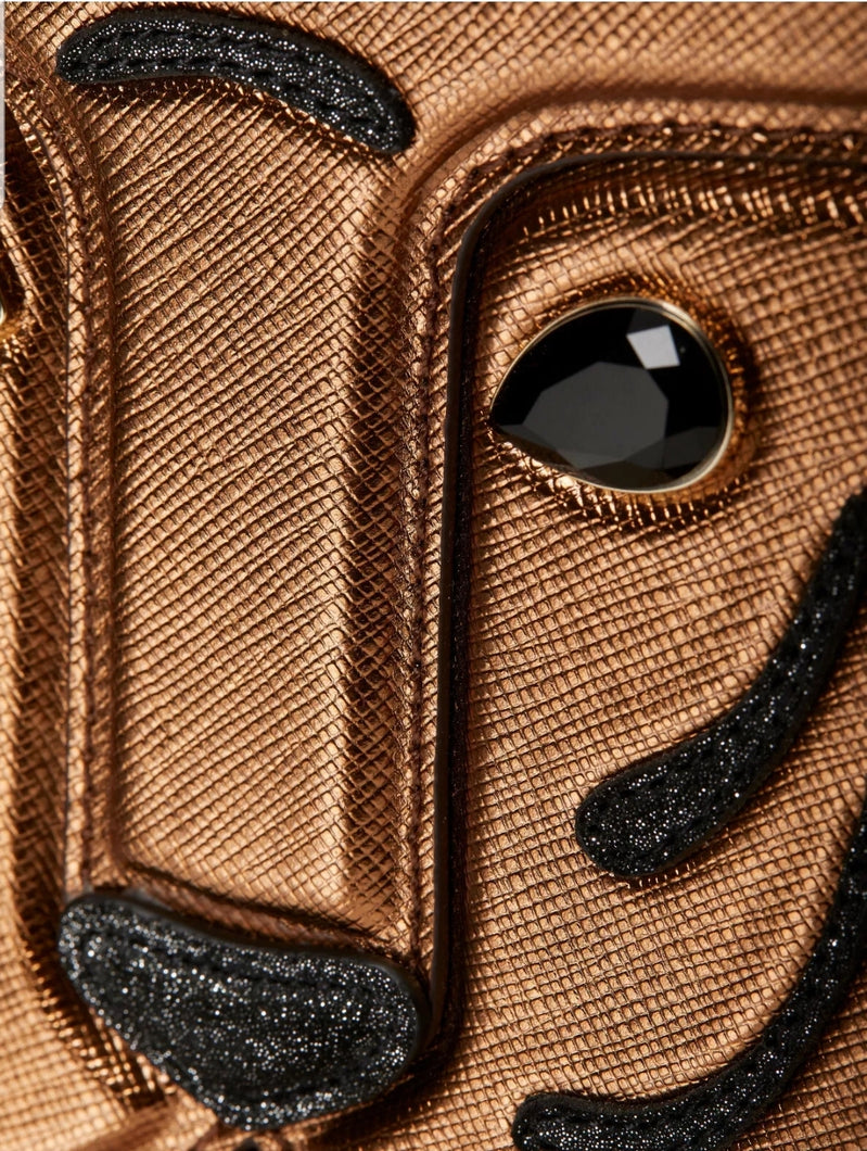 New /unused fashionable New York fashion brand accessory, Animalier style Jungle Animal Tiger shaped stylish bag, 3D Leather Crossbody, Crafted with a metallic finish and intricate details, this bag is as unique as it is beautiful. The cross-body strap offers hands-free style on the go, making this the ultimate statement piece. Designed in celebration of the year of the tiger, Chinese lunar year.