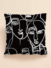 Load image into Gallery viewer, &#39;1 pc / Fashionable abstract figure graphic cushion cover&#39; serves to keep the upper body comfortable. Featuring a modern design, widely appreciated by design experts, it can be used as a trendy decorative item!Place it on your favourite desk chair or  free time armchair!&#39;      Material: Polyester     Composition: 100% Polyester     Colour: Black &amp; White     Pattern Type: Figure     Type: Pillowcase     Size: Length (45cm/17.7inch) Width (45cm/17.7inch)     No filler     Gift bag included
