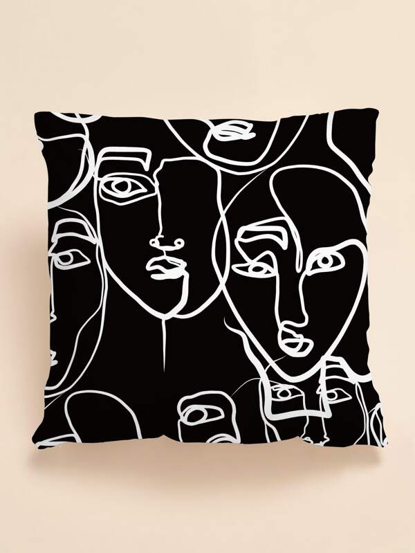 '1 pc / Fashionable abstract figure graphic cushion cover' serves to keep the upper body comfortable. Featuring a modern design, widely appreciated by design experts, it can be used as a trendy decorative item!Place it on your favourite desk chair or  free time armchair!'      Material: Polyester     Composition: 100% Polyester     Colour: Black & White     Pattern Type: Figure     Type: Pillowcase     Size: Length (45cm/17.7inch) Width (45cm/17.7inch)     No filler     Gift bag included