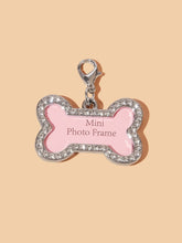 Load image into Gallery viewer, &#39;Bone Shaped Rhinestone Dog Photo Frame&#39; Adorable pendant to insert the photo of your pet friend so you can always keep it with you. Colour: Pink Pattern Type: Graphic Material: Alloy Applicable Pet: Cat/Dog
