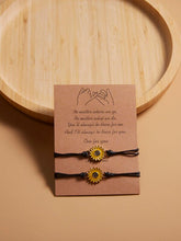 Load image into Gallery viewer, &#39;2 Sunflowers Decor Bracelets: one for you, the other for who you love!&#39;      Metal Color: Gold     Material: Polyester     Colour: Yellow &amp; Brown     Style: Boho     Details: Flowers     Size: Length (20cm/7.9inch)
