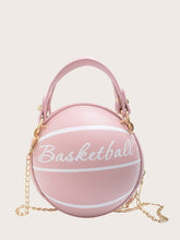 Load image into Gallery viewer, &#39;Letter Graphic Satchel Bag&#39; So stylish this cute and adorable girls accessories. Lovely circle bag, basketball design, pink colour, handy and fashionable! Item loved by the cheerleaders. Perfect present for bag collectors and pink colour lovers!
