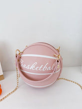 Load image into Gallery viewer, &#39;Letter Graphic Satchel Bag&#39; So stylish this cute and adorable girls accessories. Lovely circle bag, basketball design, pink colour, handy and fashionable! Item loved by the cheerleaders. Perfect present for bag collectors and pink colour lovers!
