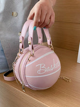 Load image into Gallery viewer, &#39;Letter Graphic Satchel Bag&#39; So stylish this cute and adorable girls accessories. Lovely circle bag, basketball design, pink colour, handy and fashionable! Item loved by the cheerleaders. Perfect present for bag collectors and pink colour lovers!
